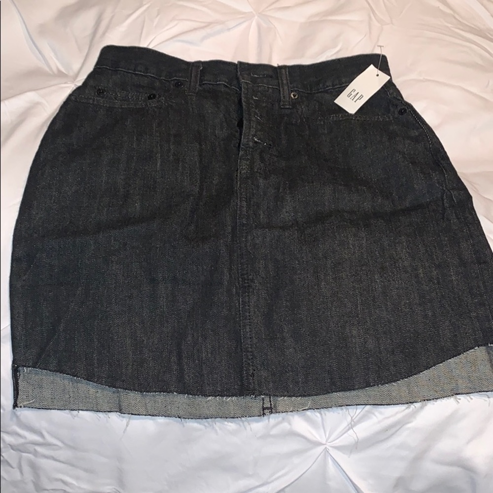 Black denim skirt
